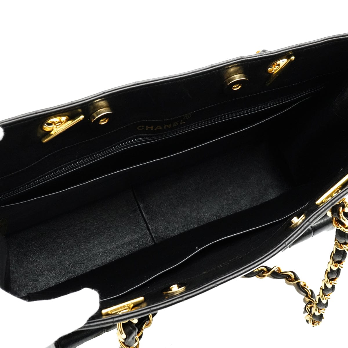 Luxury Promise Japan VINTAGE CHANEL MADEMOISELLE CHAIN SHOULDER BAG BLACK  LAMB SKIN GOLD HARDWARE 90346141