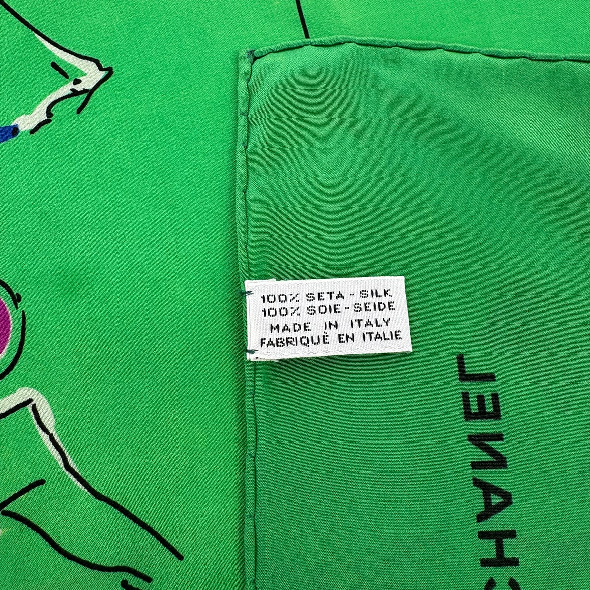 Luxury Promise Japan VINTAGE CHANEL MADEMOISELLE SCARF GREEN SILK 90322225