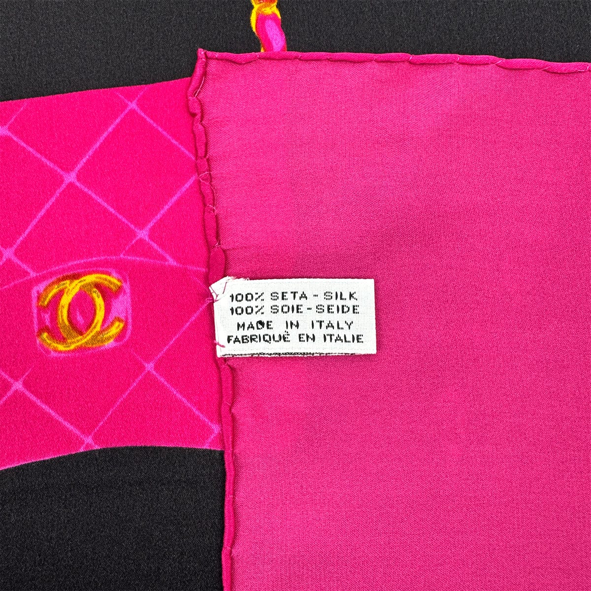 Luxury Promise Japan VINTAGE CHANEL MATELASSE BAG PATTERN SCARF PINK SILK 90324780