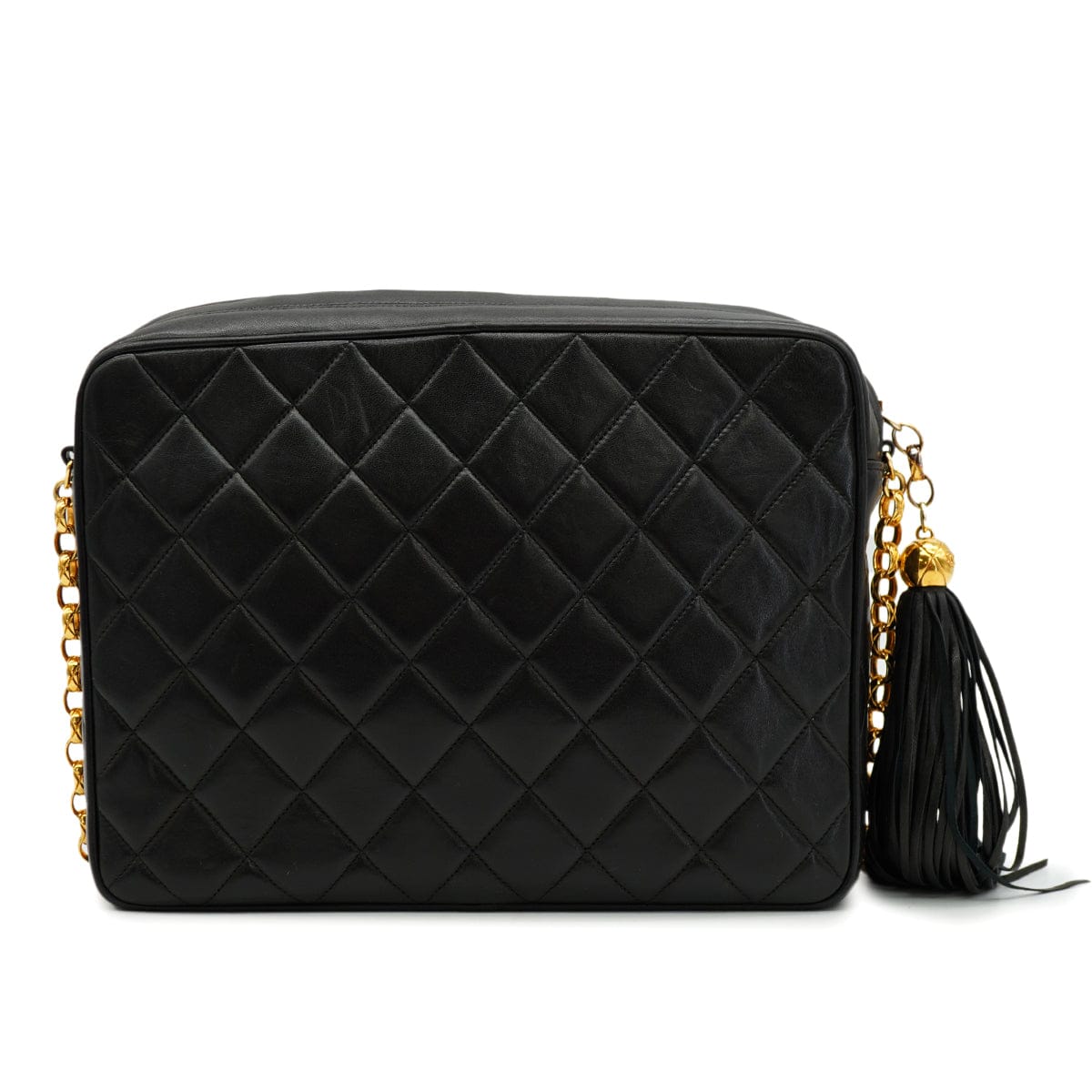Luxury Promise Japan VINTAGE CHANEL MATELASSE BIJOU CHAIN SHOULDER BAG FRINGE BLACK LAMB SKIN GOLD HARDWARE 90340128