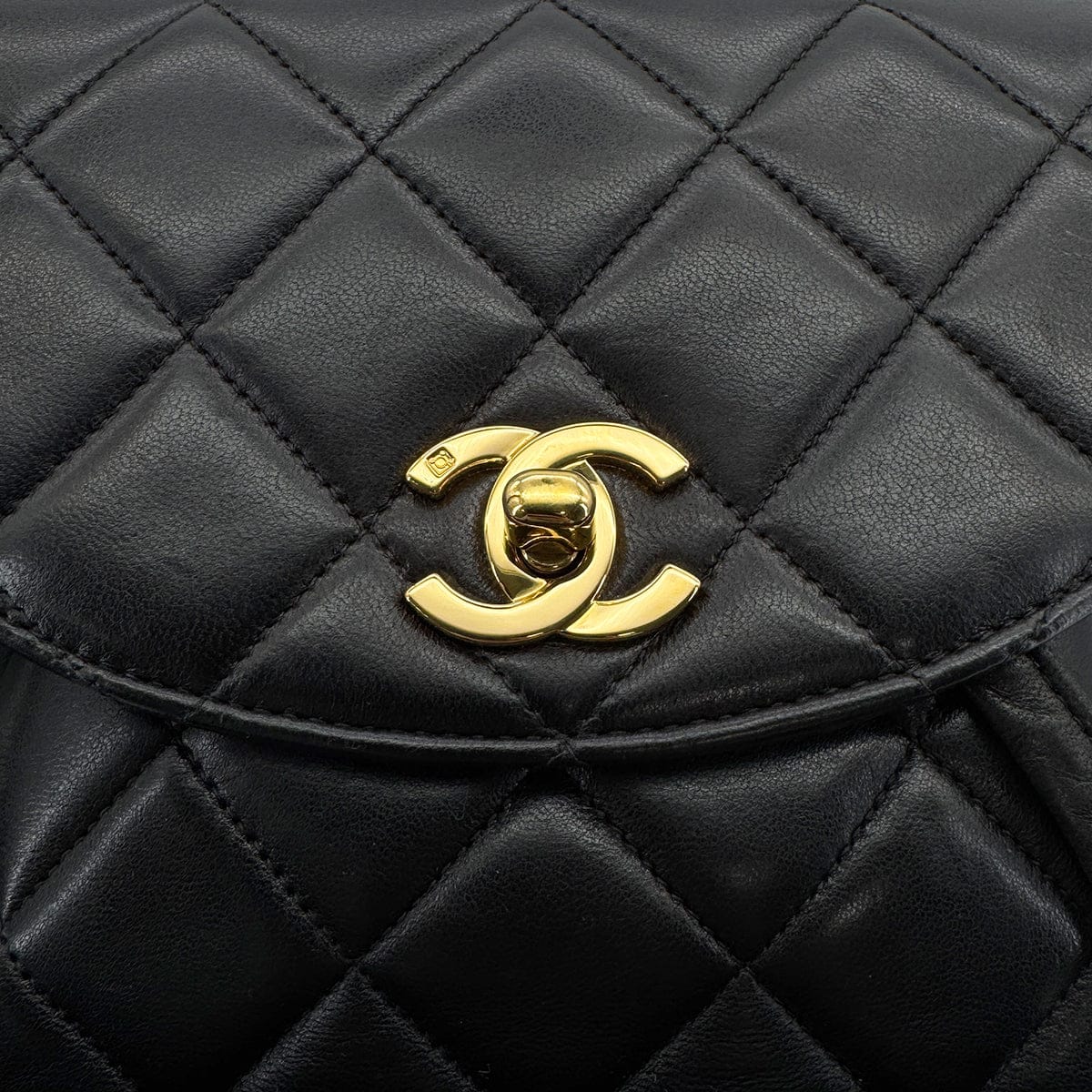 Luxury Promise Japan VINTAGE CHANEL MATELASSE CHAIN BACKPACK BLACK LAMB SKIN GOLD HARDWARE 90317880