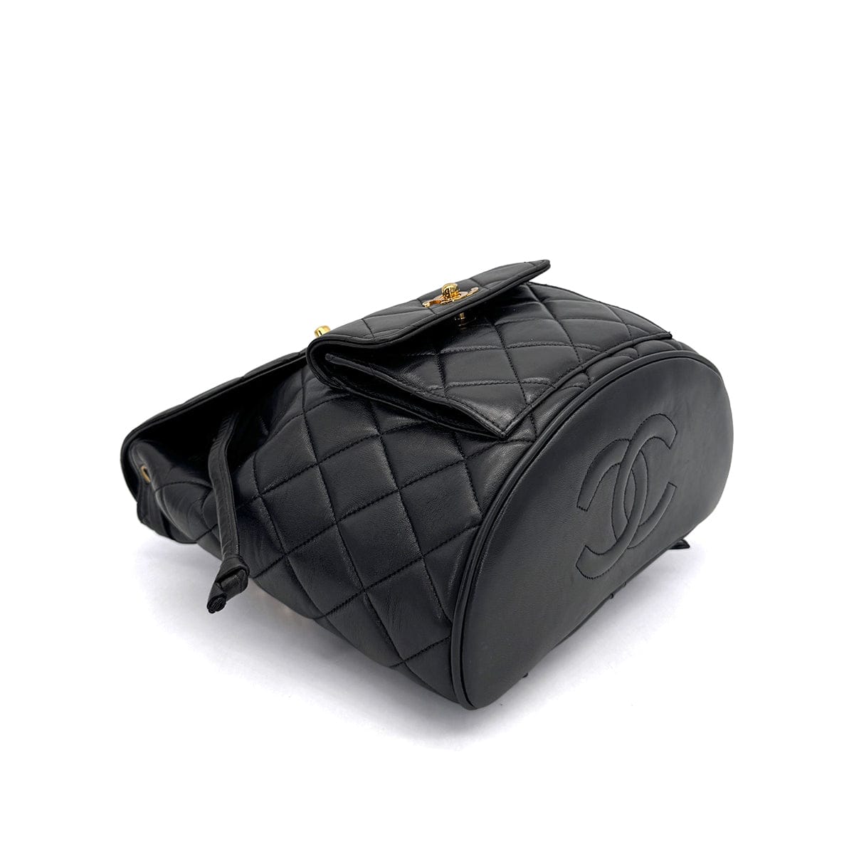 Luxury Promise Japan VINTAGE CHANEL MATELASSE CHAIN BACKPACK BLACK LAMB SKIN GOLD HARDWARE 90317880