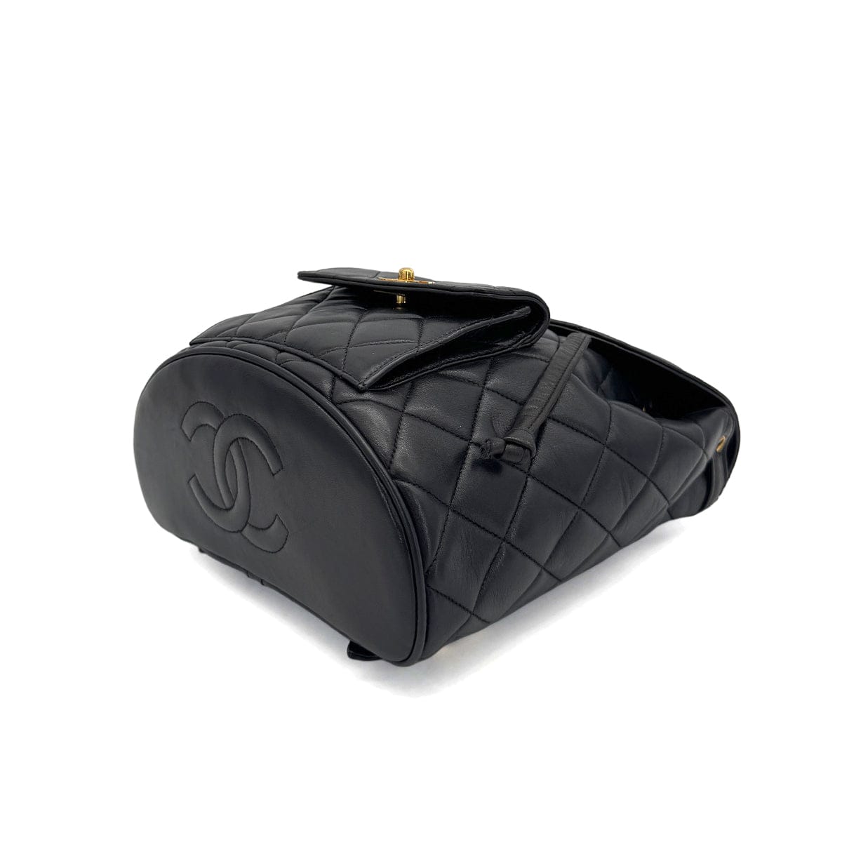 Luxury Promise Japan VINTAGE CHANEL MATELASSE CHAIN BACKPACK BLACK LAMB SKIN GOLD HARDWARE 90317880