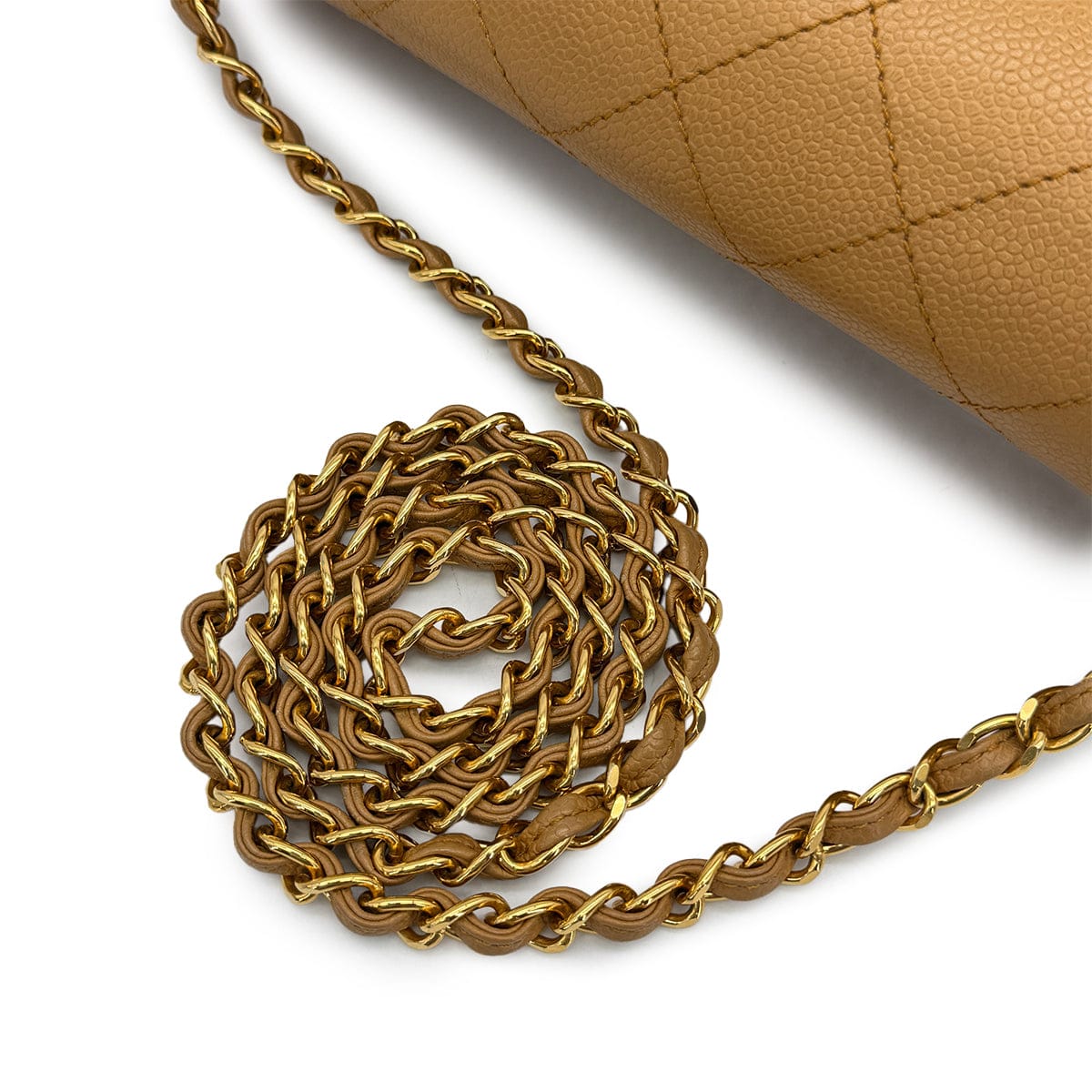 Luxury Promise Japan VINTAGE CHANEL MATELASSE CHAIN SHOULDER BAG BEIGE CAVIAR SKIN GOLD HARDWARE 90311873
