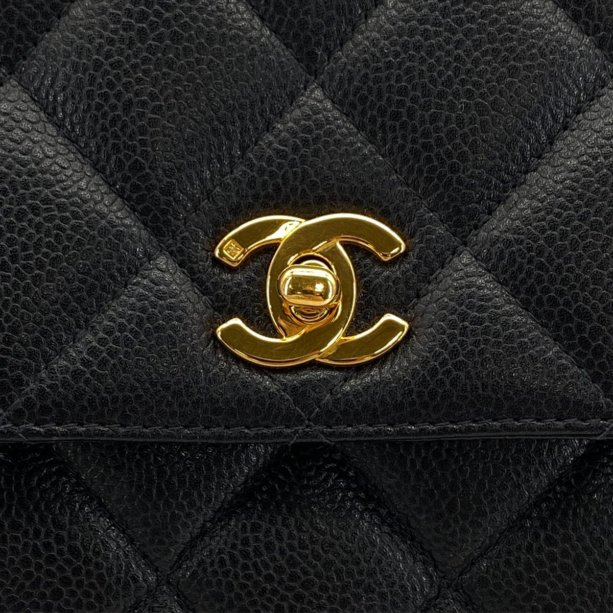 Luxury Promise Japan VINTAGE CHANEL MATELASSE CHAIN SHOULDER BAG BLACK CAVIAR SKIN GOLD HARDWARE 90324766