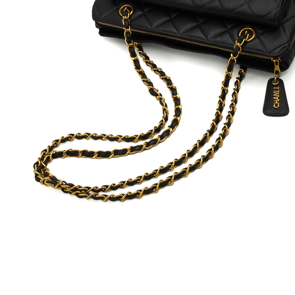 Luxury Promise Japan VINTAGE CHANEL MATELASSE CHAIN SHOULDER BAG BLACK CAVIAR SKIN GOLD HARDWARE 90345506