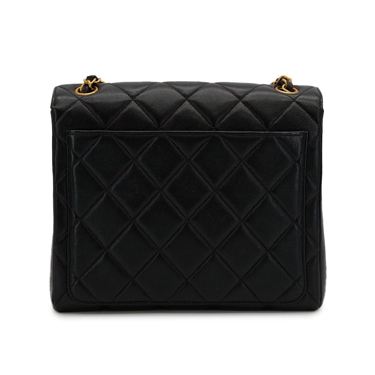 Luxury Promise Japan VINTAGE CHANEL MATELASSE CHAIN SHOULDER BAG BLACK LAMB SKIN GOLD HARDWARE 90314571