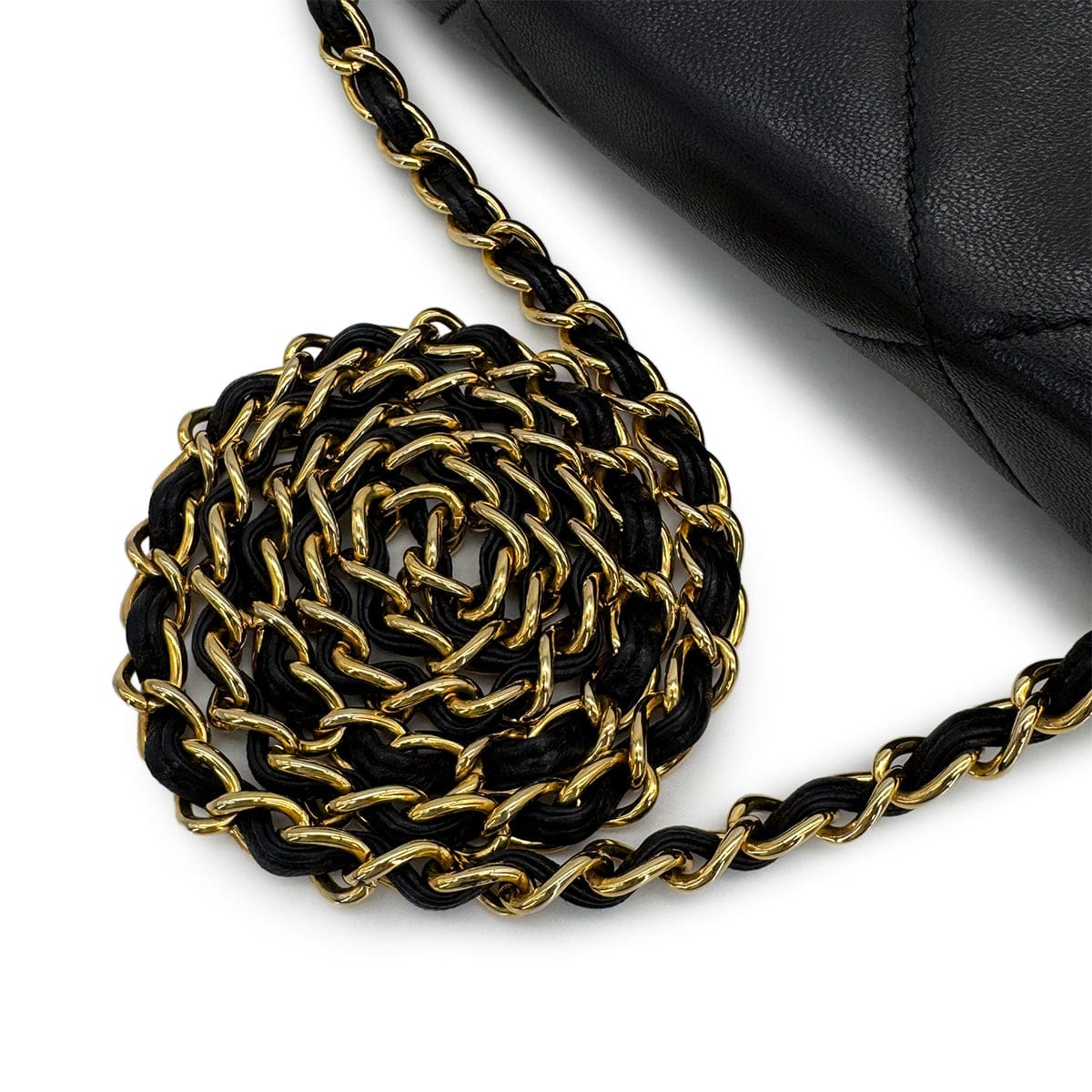 Luxury Promise Japan VINTAGE CHANEL MATELASSE CHAIN SHOULDER BAG BLACK LAMB SKIN GOLD HARDWARE 90316996