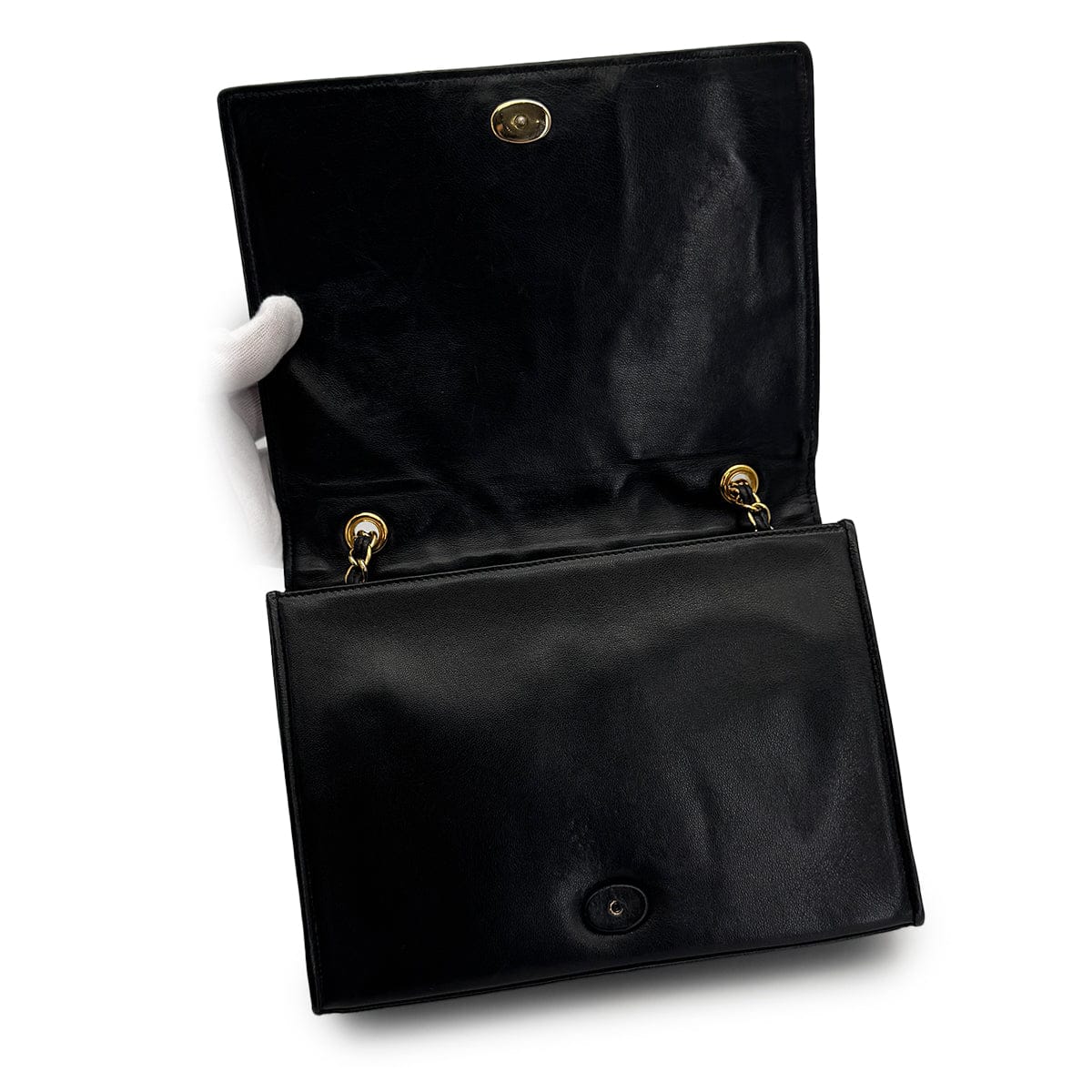 Luxury Promise Japan VINTAGE CHANEL MATELASSE CHAIN SHOULDER BAG BLACK LAMB SKIN GOLD HARDWARE 90316996
