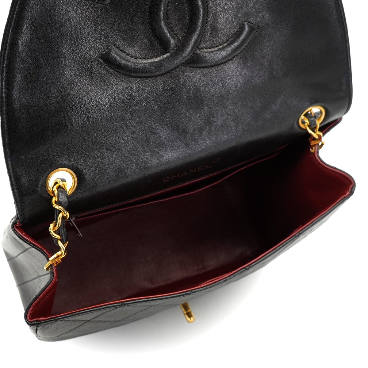 Luxury Promise Japan VINTAGE CHANEL MATELASSE CHAIN SHOULDER BAG BLACK LAMB SKIN GOLD HARDWARE 90320185