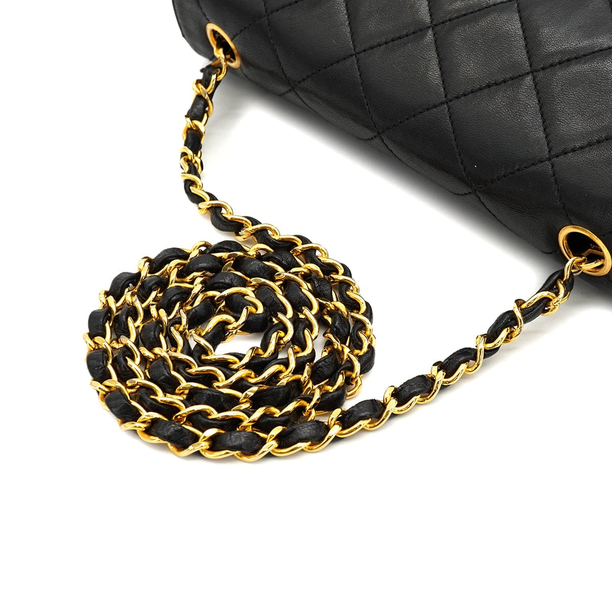 Luxury Promise Japan VINTAGE CHANEL MATELASSE CHAIN SHOULDER BAG BLACK LAMB SKIN GOLD HARDWARE 90320185