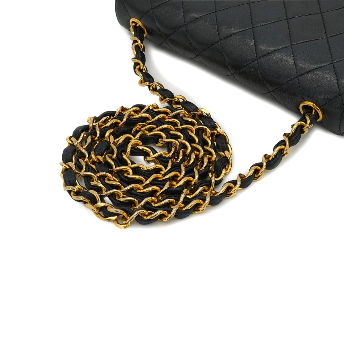 Luxury Promise Japan VINTAGE CHANEL MATELASSE CHAIN SHOULDER BAG BLACK LAMB SKIN GOLD HARDWARE 90334142