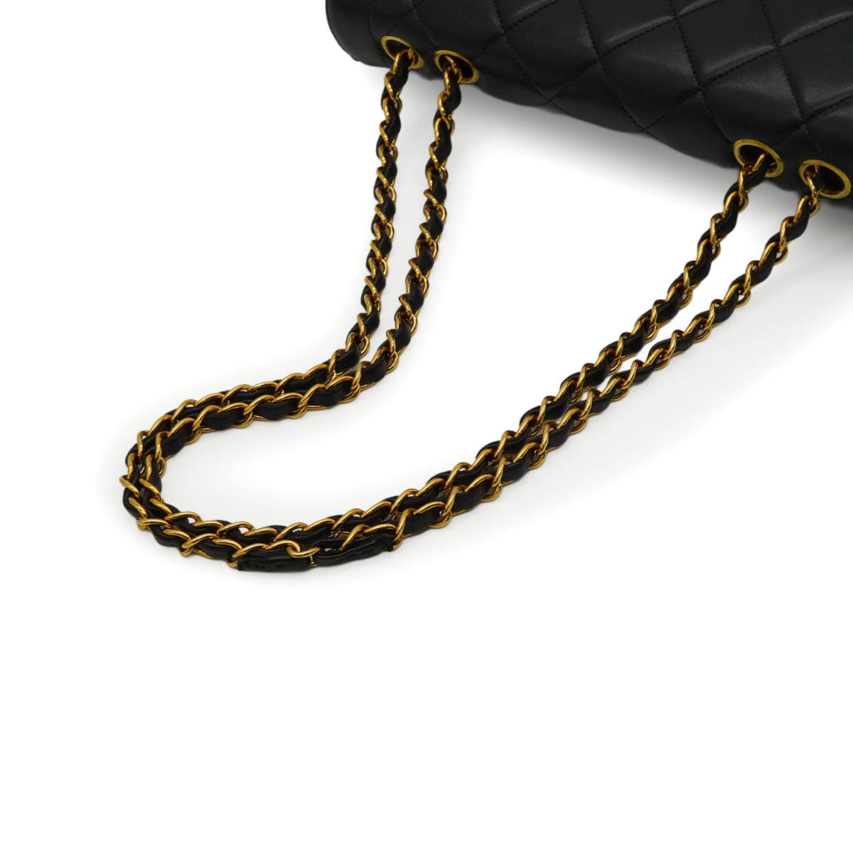 Luxury Promise Japan VINTAGE CHANEL MATELASSE CHAIN SHOULDER BAG BLACK LAMB SKIN GOLD HARDWARE 90343952