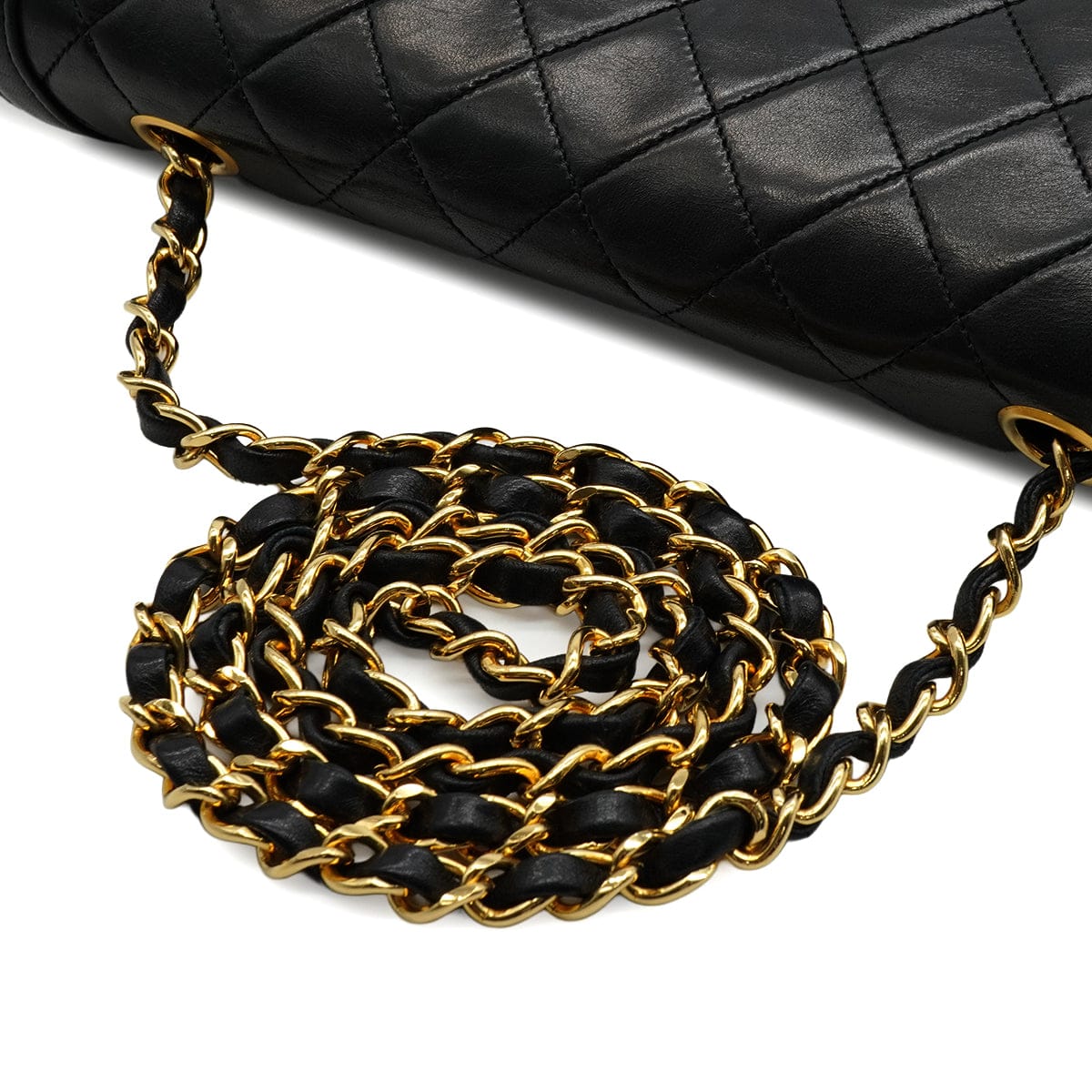 Luxury Promise Japan VINTAGE CHANEL MATELASSE CHAIN SHOULDER BAG BLACK LAMB SKIN GOLD HARDWARE 90344379