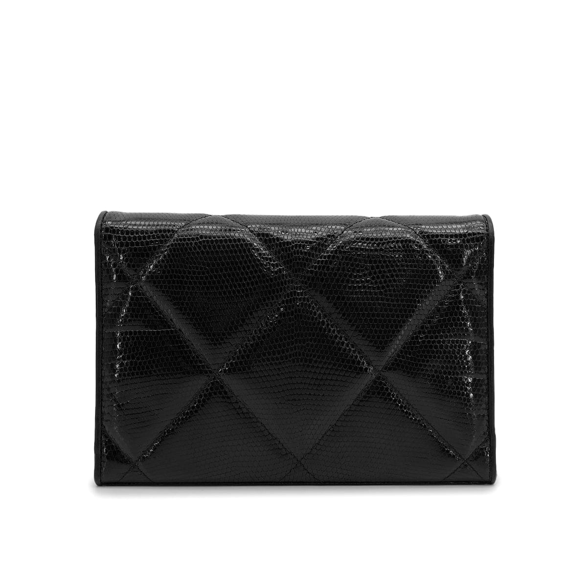 Luxury Promise Japan VINTAGE CHANEL MATELASSE CHAIN SHOULDER BAG BLACK LIZARD GOLD HARDWARE 90314359