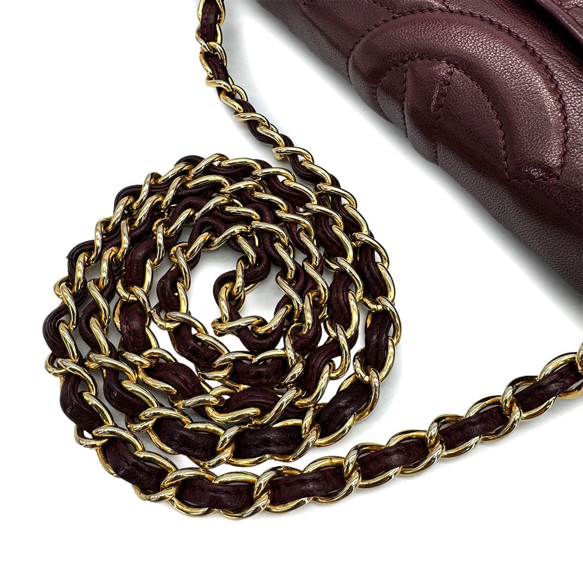 Luxury Promise Japan VINTAGE CHANEL MATELASSE CHAIN SHOULDER BAG BORDEAUX LAMB SKIN GOLD HARDWARE 90310321