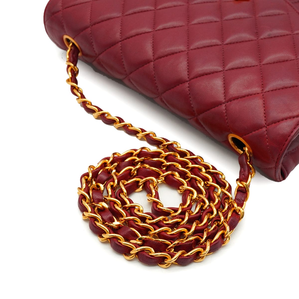VINTAGE CHANEL MATELASSE CHAIN SHOULDER BAG BORDEAUX LAMB SKIN GOLD HARDWARE  90338306