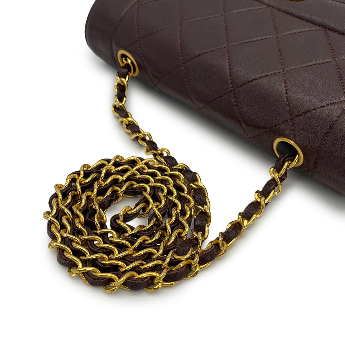 Luxury Promise Japan VINTAGE CHANEL MATELASSE CHAIN SHOULDER BAG BROWN LAMB SKIN GOLD HARDWARE 90310836