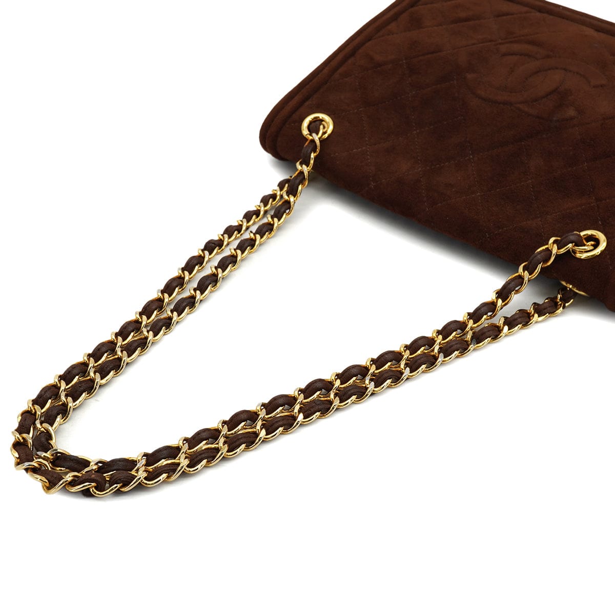 Luxury Promise Japan VINTAGE CHANEL MATELASSE CHAIN SHOULDER BAG BROWN SUEDE GOLD HARDWARE 90334872