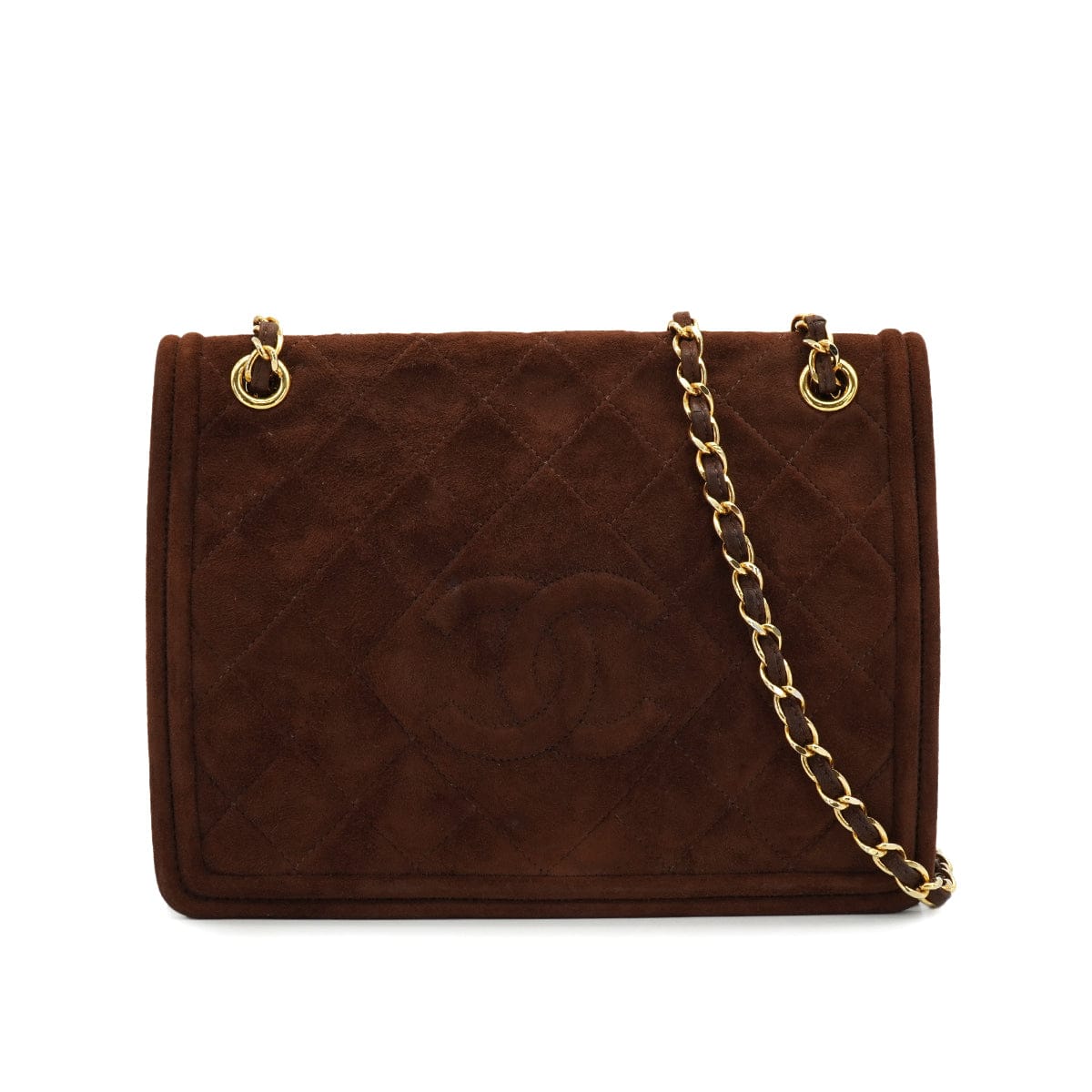 Luxury Promise Japan VINTAGE CHANEL MATELASSE CHAIN SHOULDER BAG BROWN SUEDE GOLD HARDWARE 90334872