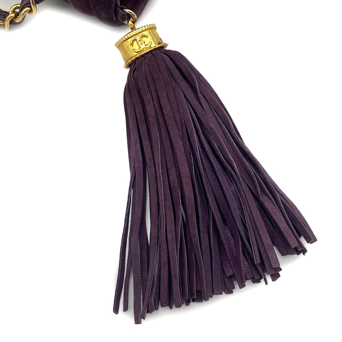 Luxury Promise Japan VINTAGE CHANEL MATELASSE CHAIN SHOULDER BAG FRINGE PURPLE SUEDE GOLD HARDWARE 90311295