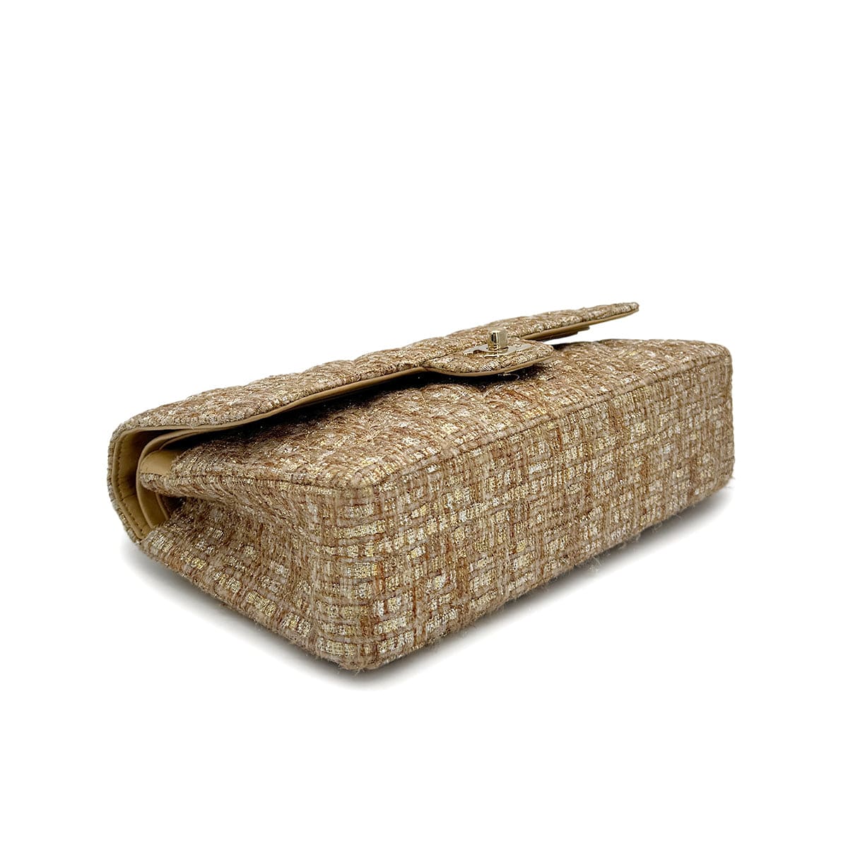 Luxury Promise Japan VINTAGE CHANEL MATELASSE CHAIN SHOULDER BAG GOLD YELLOW TWEED GOLD HARDWARE 90322175