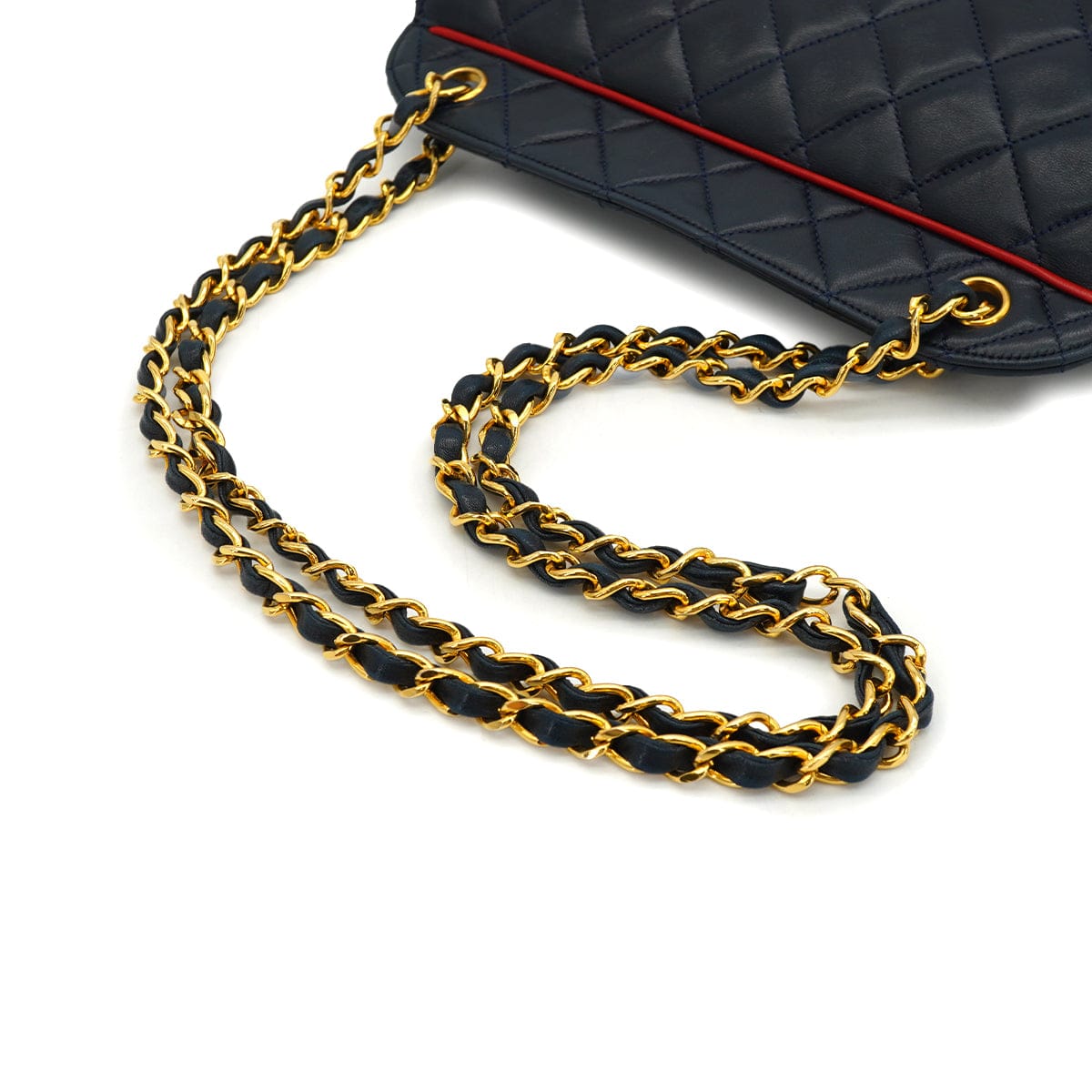 Luxury Promise Japan VINTAGE CHANEL MATELASSE CHAIN SHOULDER BAG NAVY LAMB SKIN GOLD HARDWARE 90340509