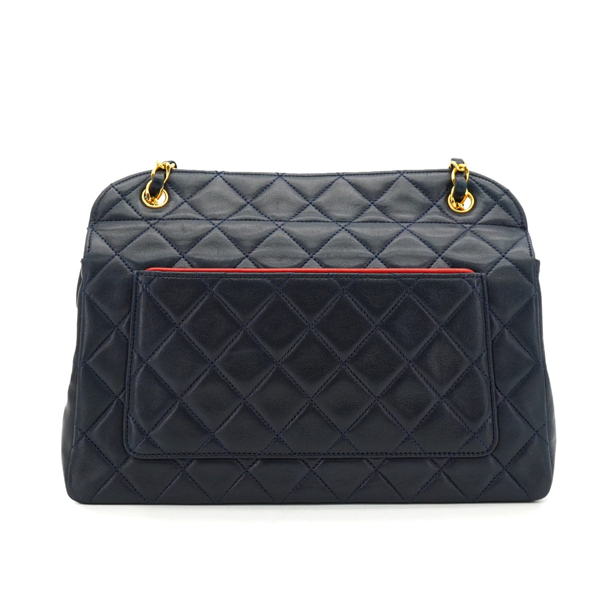 Luxury Promise Japan VINTAGE CHANEL MATELASSE CHAIN SHOULDER BAG NAVY LAMB SKIN GOLD HARDWARE 90340509