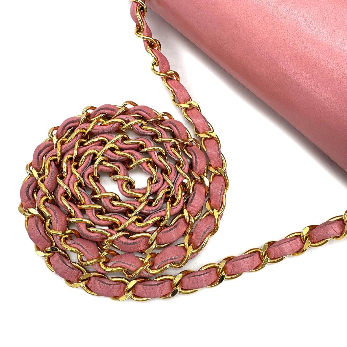 Luxury Promise Japan VINTAGE CHANEL MATELASSE CHAIN SHOULDER BAG PINK LAMB SKIN GOLD HARDWARE 90323093
