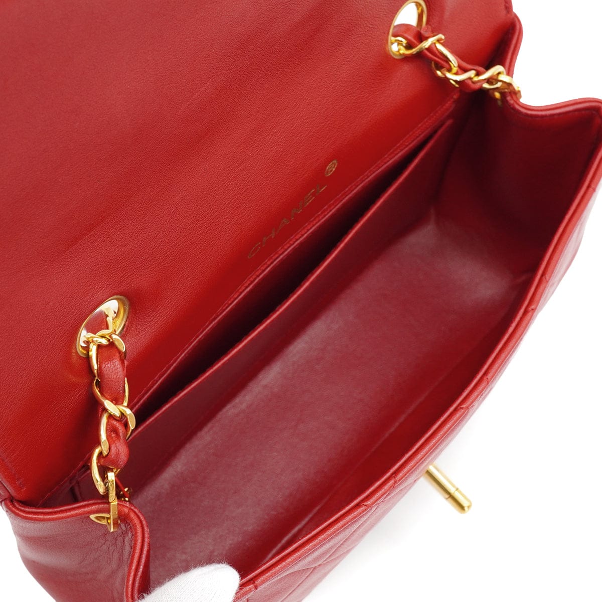 Luxury Promise Japan VINTAGE CHANEL MATELASSE CHAIN SHOULDER BAG RED LAMB SKIN GOLD HARDWARE 90335593