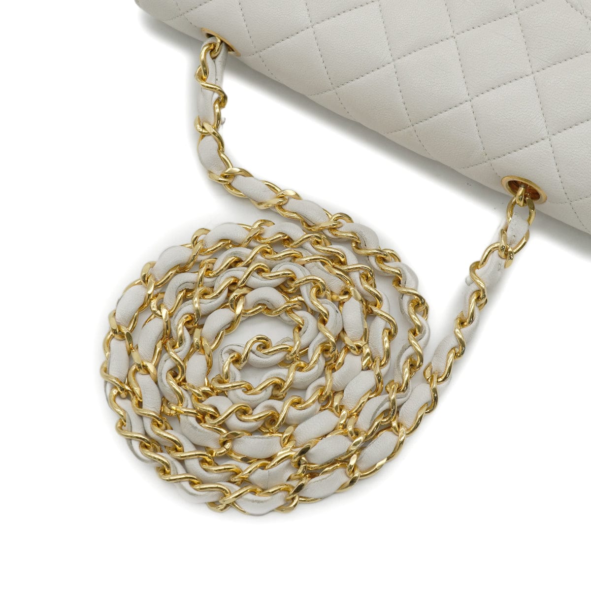 Luxury Promise Japan VINTAGE CHANEL MATELASSE CHAIN SHOULDER HAND BAG WHITE LAMB SKIN GOLD HARDWARE 90343615