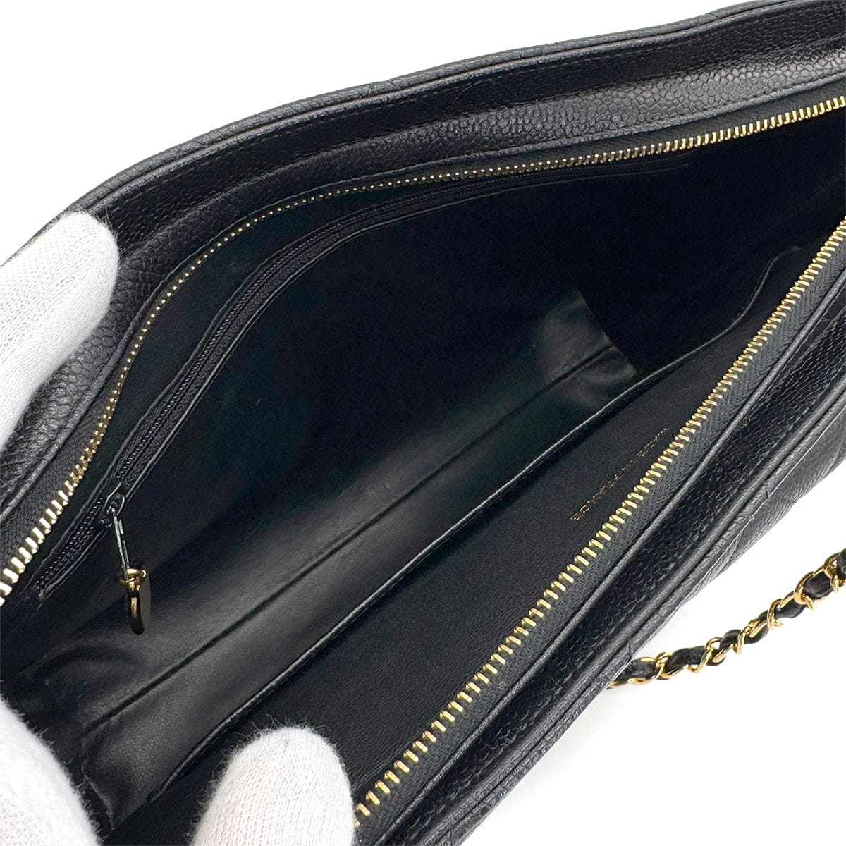 Luxury Promise Japan VINTAGE CHANEL MATELASSE CHAIN TOTE BAG BLACK CAVIAR SKIN GOLD HARDWARE 90318740