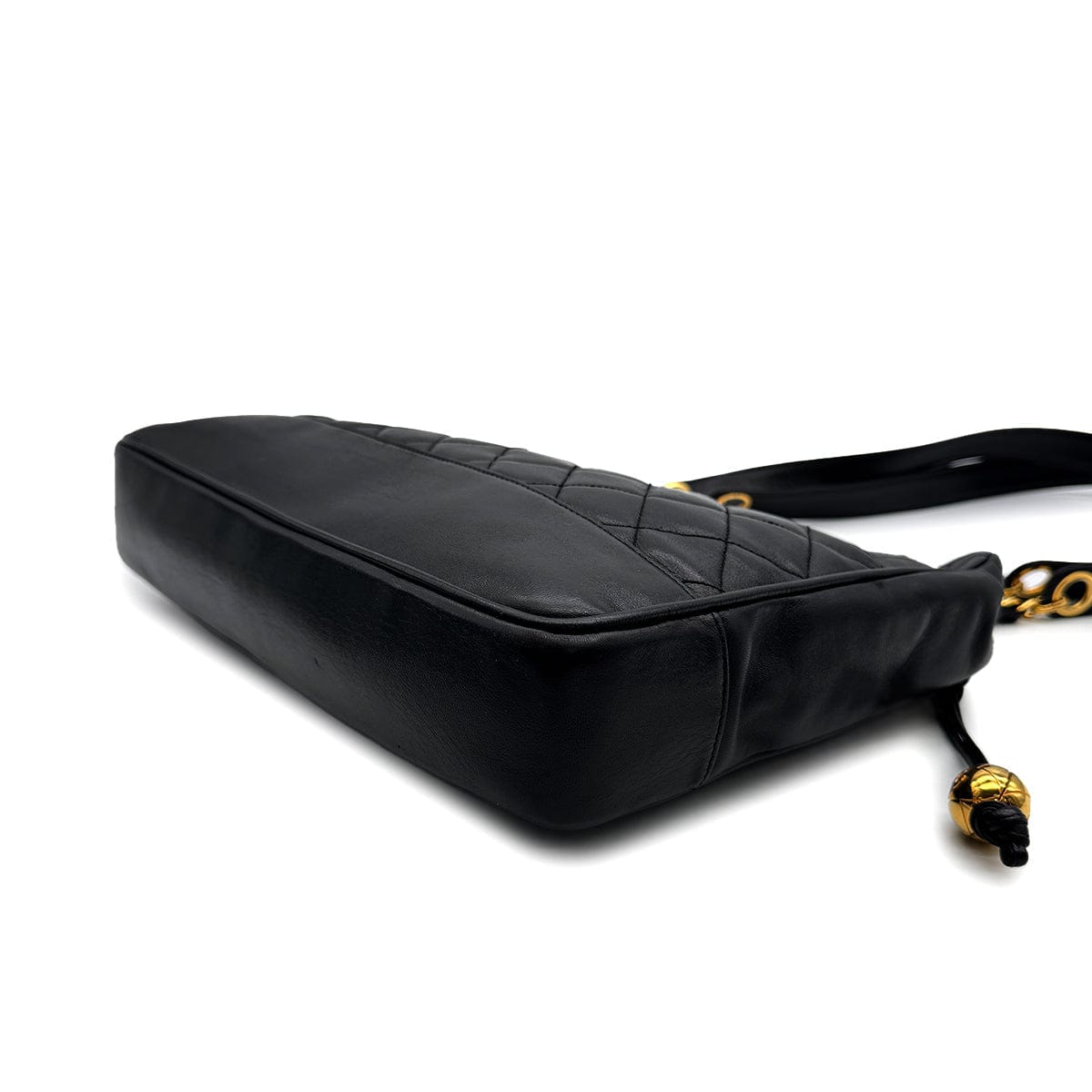 Luxury Promise Japan VINTAGE CHANEL MATELASSE CHAIN TOTE BAG BLACK LAMB SKIN GOLD HARDWARE 90313541
