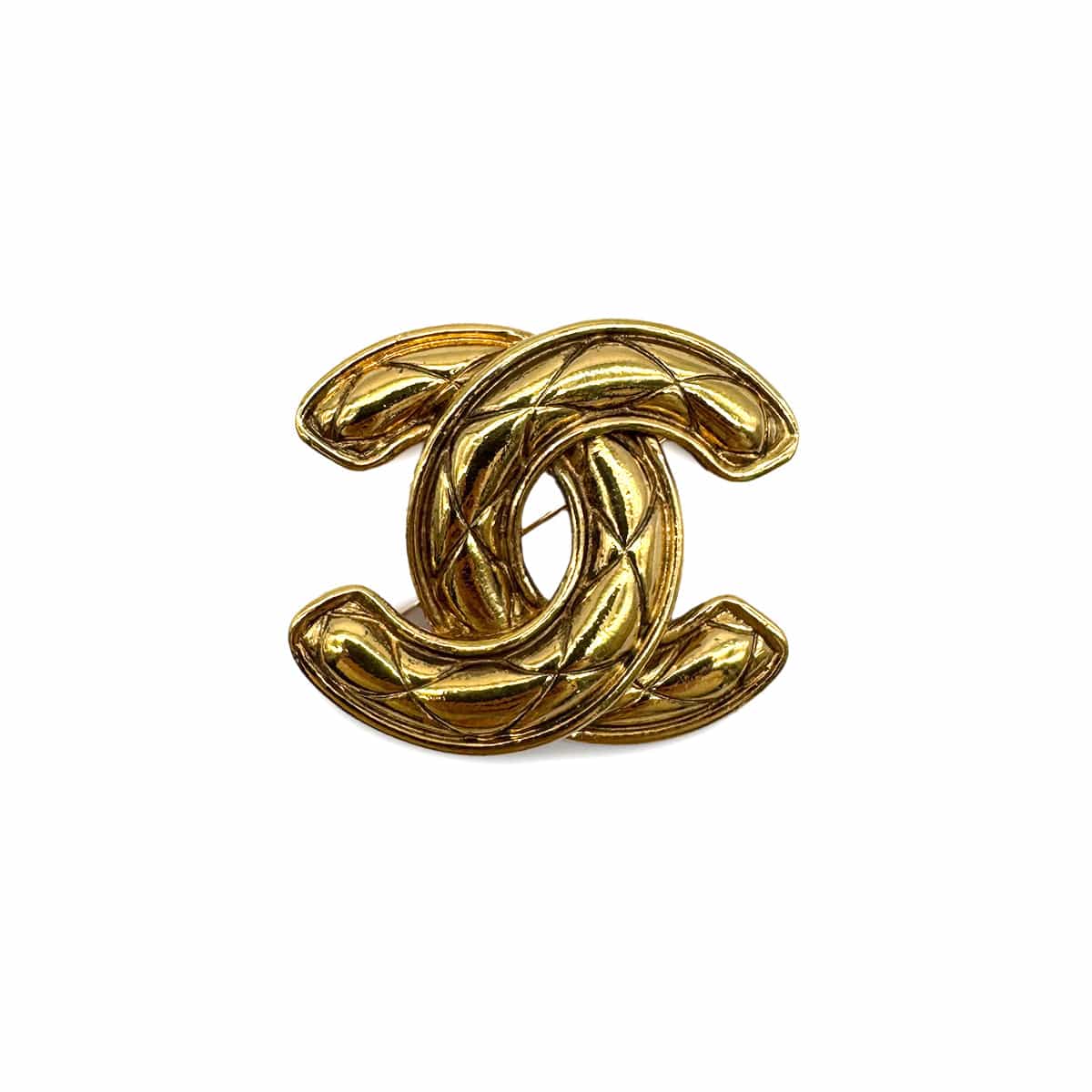 Luxury Promise Japan VINTAGE CHANEL MATELASSE COCOMARK BROOCH GOLD ACCESSORY 90318637