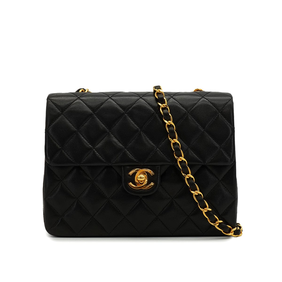 Luxury Promise Japan VINTAGE CHANEL MATELASSE COCOMARK CHAIN SHOULDER BAG BLACK LAMB SKIN GOLD HARDWARE 90346664