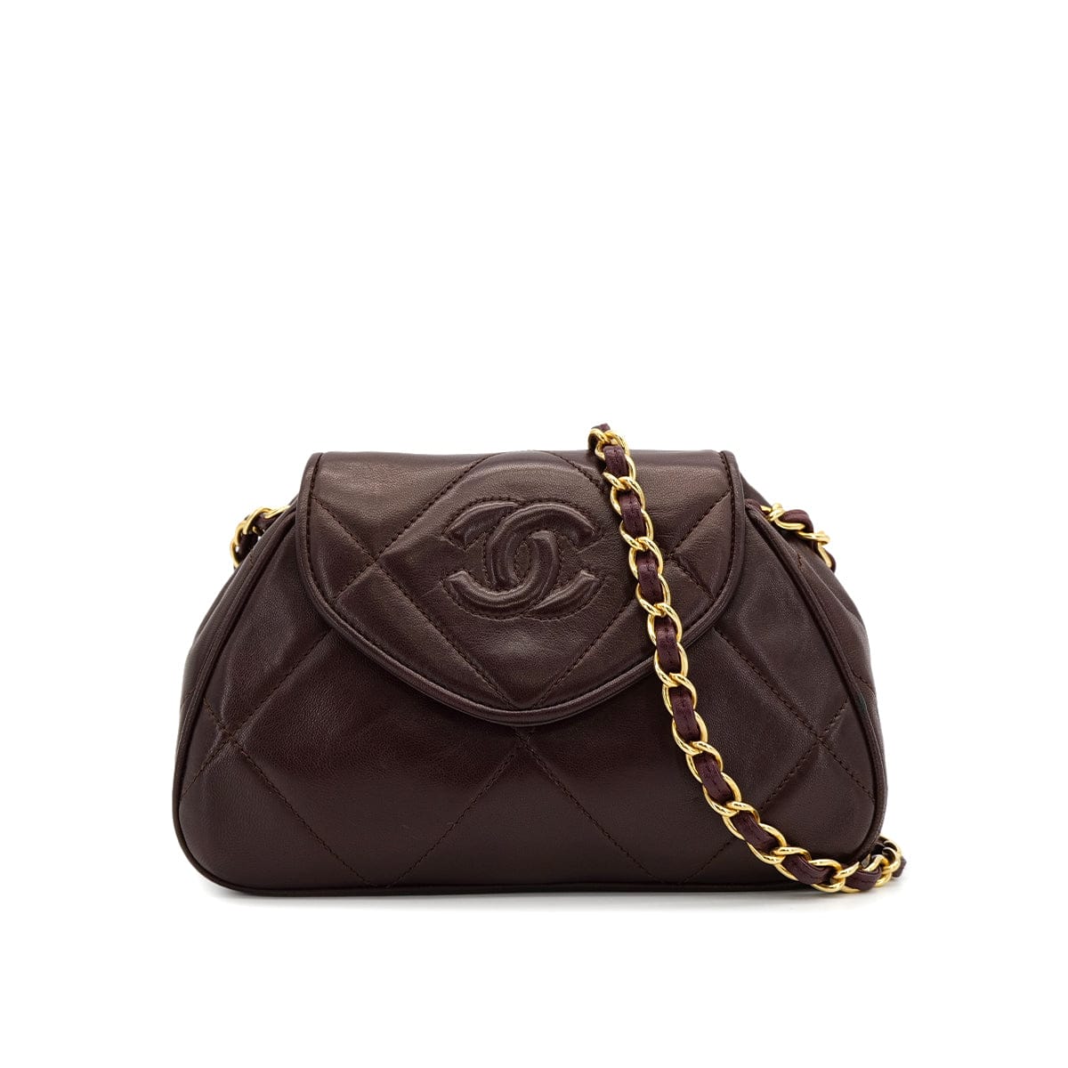 Luxury Promise Japan VINTAGE CHANEL MATELASSE COCOMARK CHAIN SHOULDER BAG BROWN LAMB SKIN GOLD HARDWARE 90324287