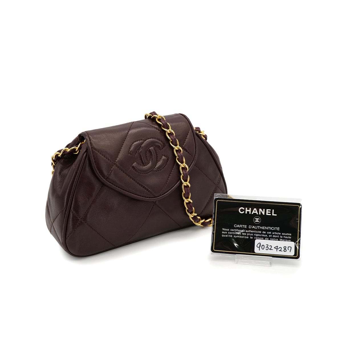 Luxury Promise Japan VINTAGE CHANEL MATELASSE COCOMARK CHAIN SHOULDER BAG BROWN LAMB SKIN GOLD HARDWARE 90324287