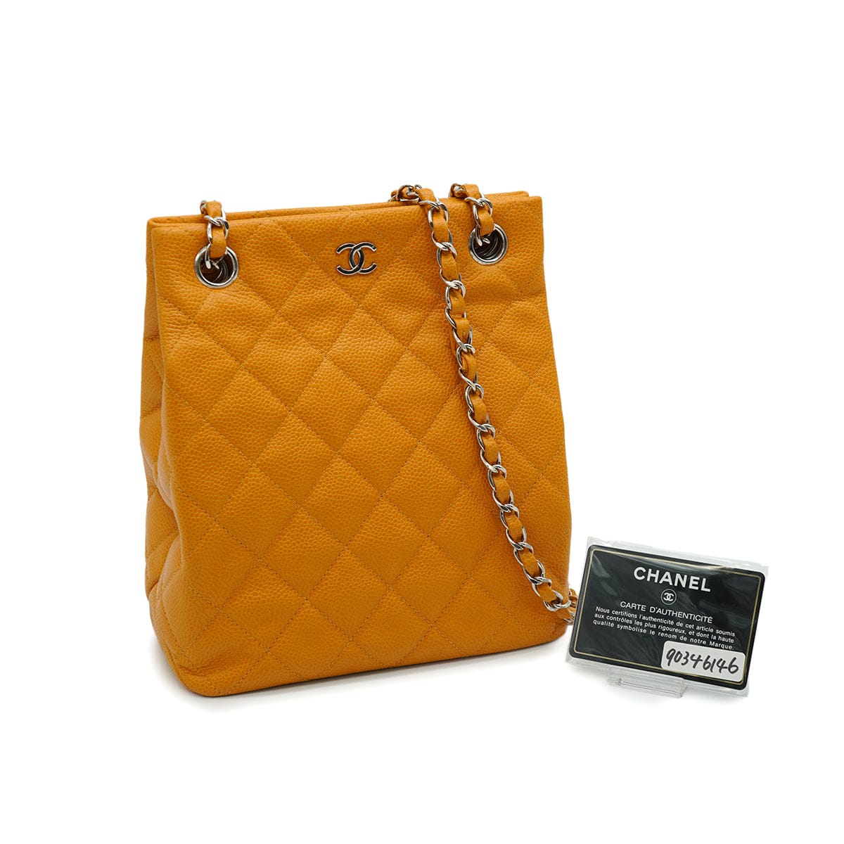 Luxury Promise Japan VINTAGE CHANEL MATELASSE COCOMARK CHAIN SHOULDER BAG ORANGE CAVIAR SKIN SILVER HARDWARE 90346146