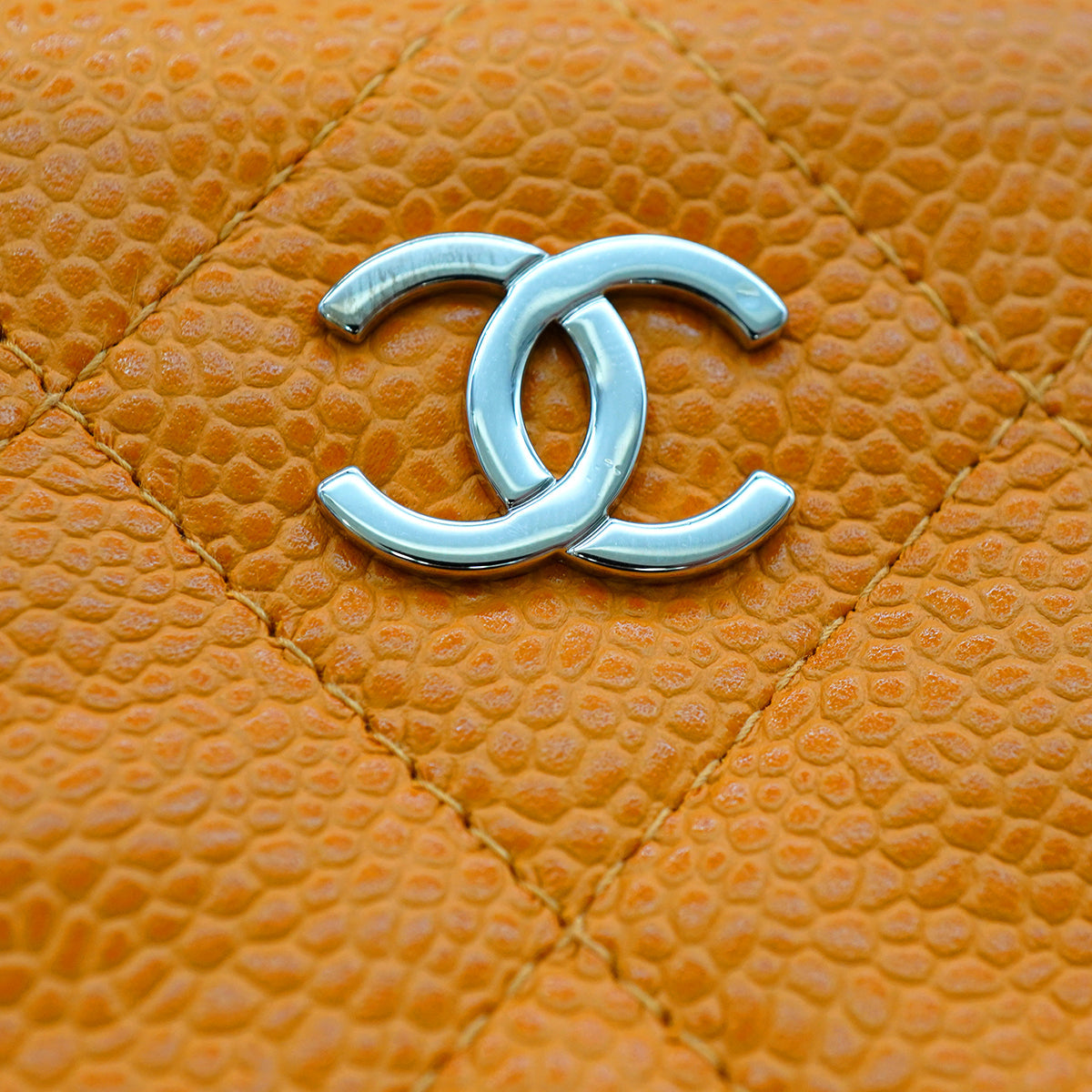 Luxury Promise Japan VINTAGE CHANEL MATELASSE COCOMARK CHAIN SHOULDER BAG ORANGE CAVIAR SKIN SILVER HARDWARE 90346146