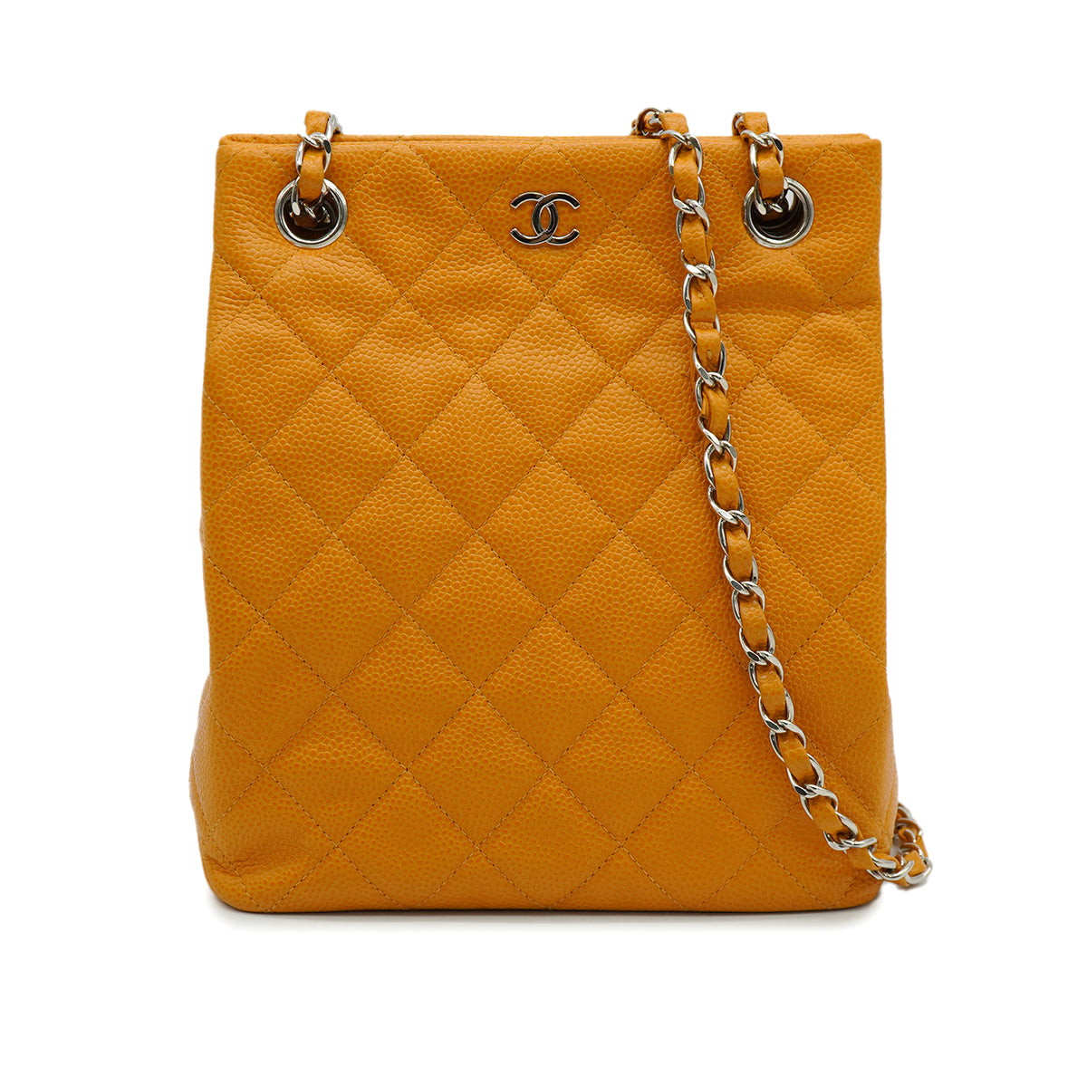 Luxury Promise Japan VINTAGE CHANEL MATELASSE COCOMARK CHAIN SHOULDER BAG ORANGE CAVIAR SKIN SILVER HARDWARE 90346146