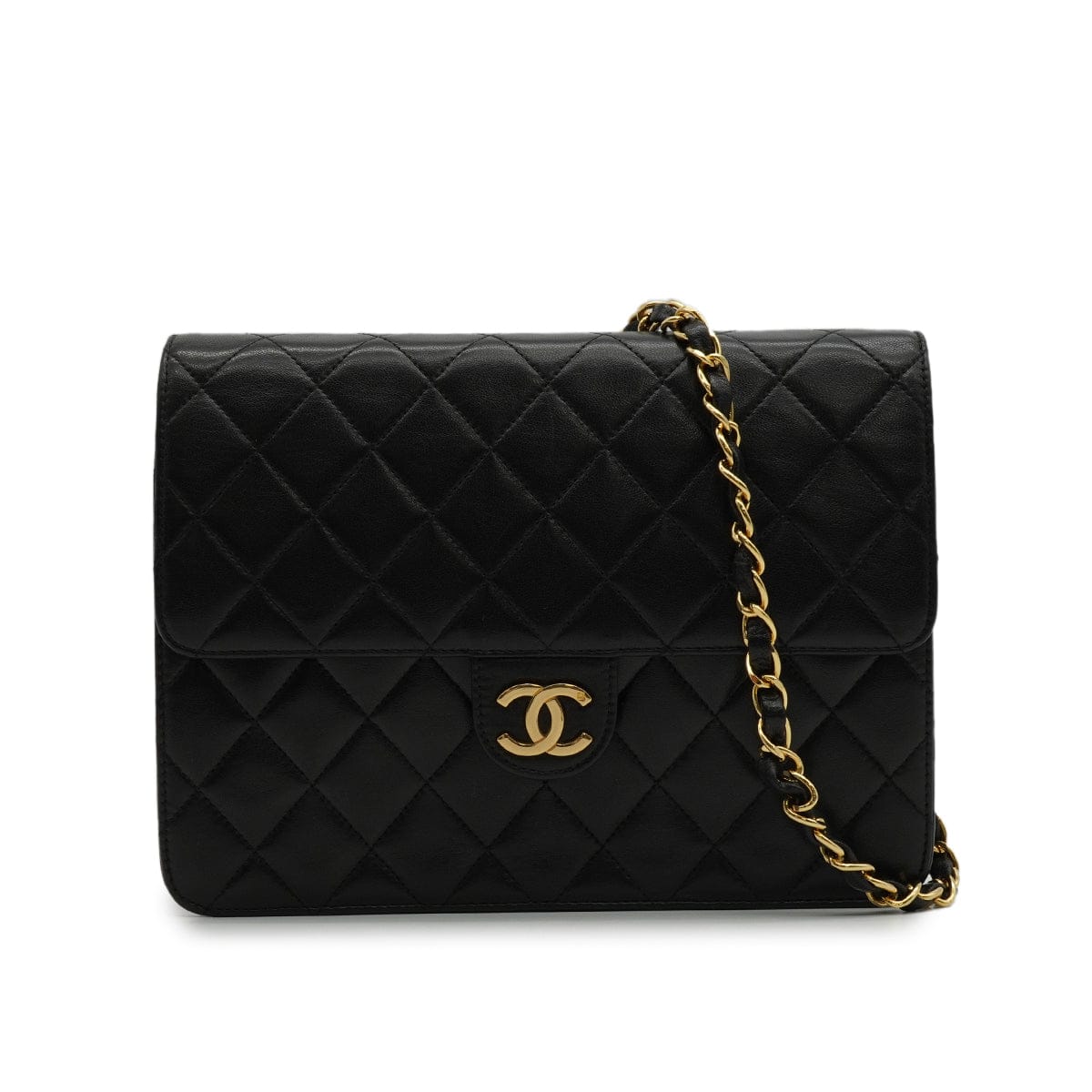 Luxury Promise Japan VINTAGE CHANEL MATELASSE COCOMARK PUSH LOCK CHAIN SHOULDER BAG BLACK LAMB SKIN GOLD HARDWARE 90346098