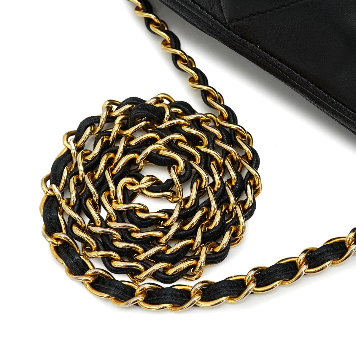 Luxury Promise Japan VINTAGE CHANEL MATELASSE FRINGE CHAIN SHUOLDER BAG BLACK LAMB SKIN GOLD HARDWARE 90327090