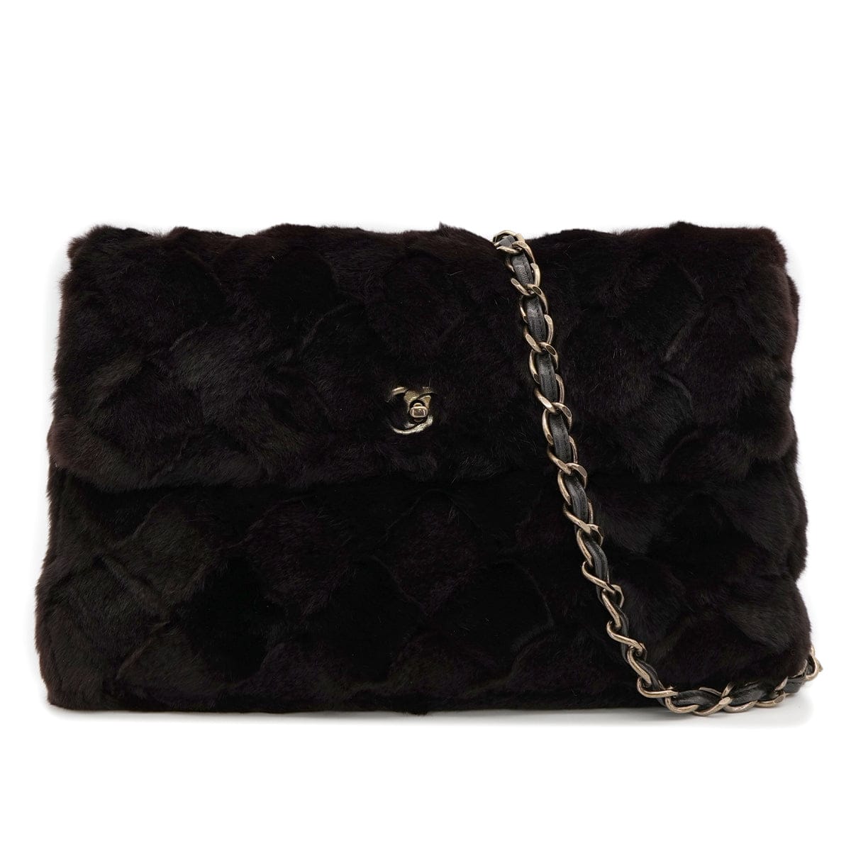Luxury Promise Japan VINTAGE CHANEL MATELASSE FUR CHAIN SHOULDER BAG DARK BROWN FUR 90321766