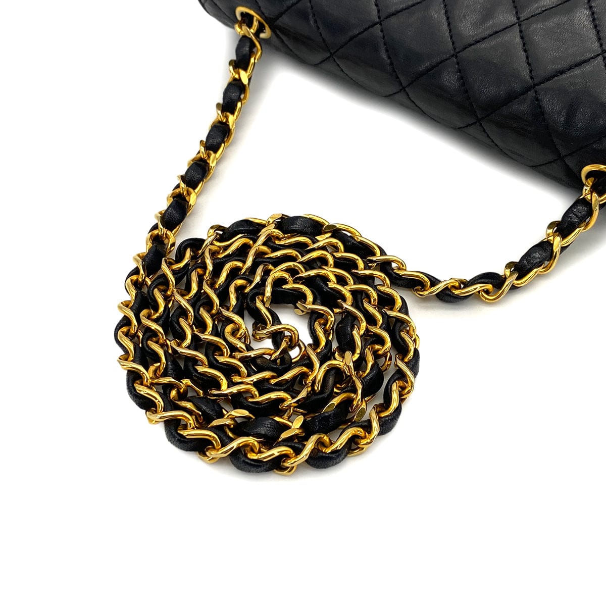 Luxury Promise Japan VINTAGE CHANEL MATELASSE HALF MOON CHAIN SHOULDER BAG BLACK LAMB SKIN 90317916