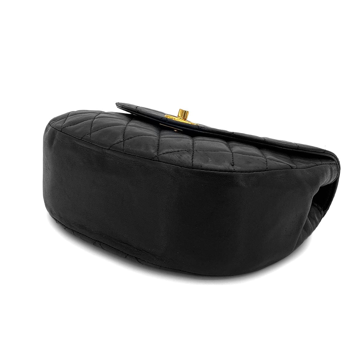 Luxury Promise Japan VINTAGE CHANEL MATELASSE HALF MOON CHAIN SHOULDER BAG BLACK LAMB SKIN 90317916
