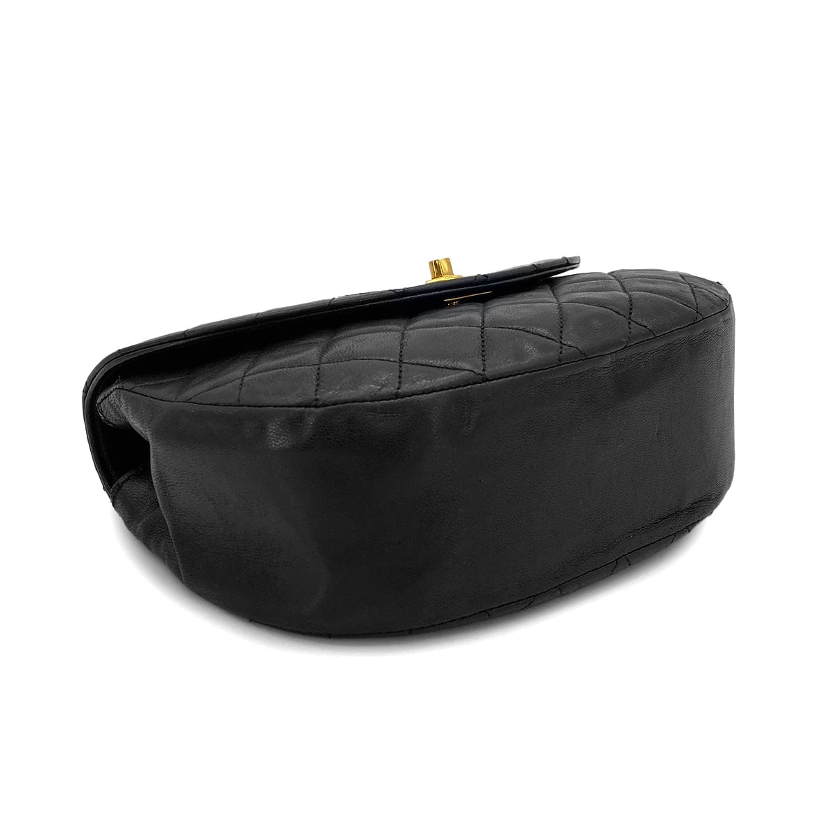 Luxury Promise Japan VINTAGE CHANEL MATELASSE HALF MOON CHAIN SHOULDER BAG BLACK LAMB SKIN 90317916