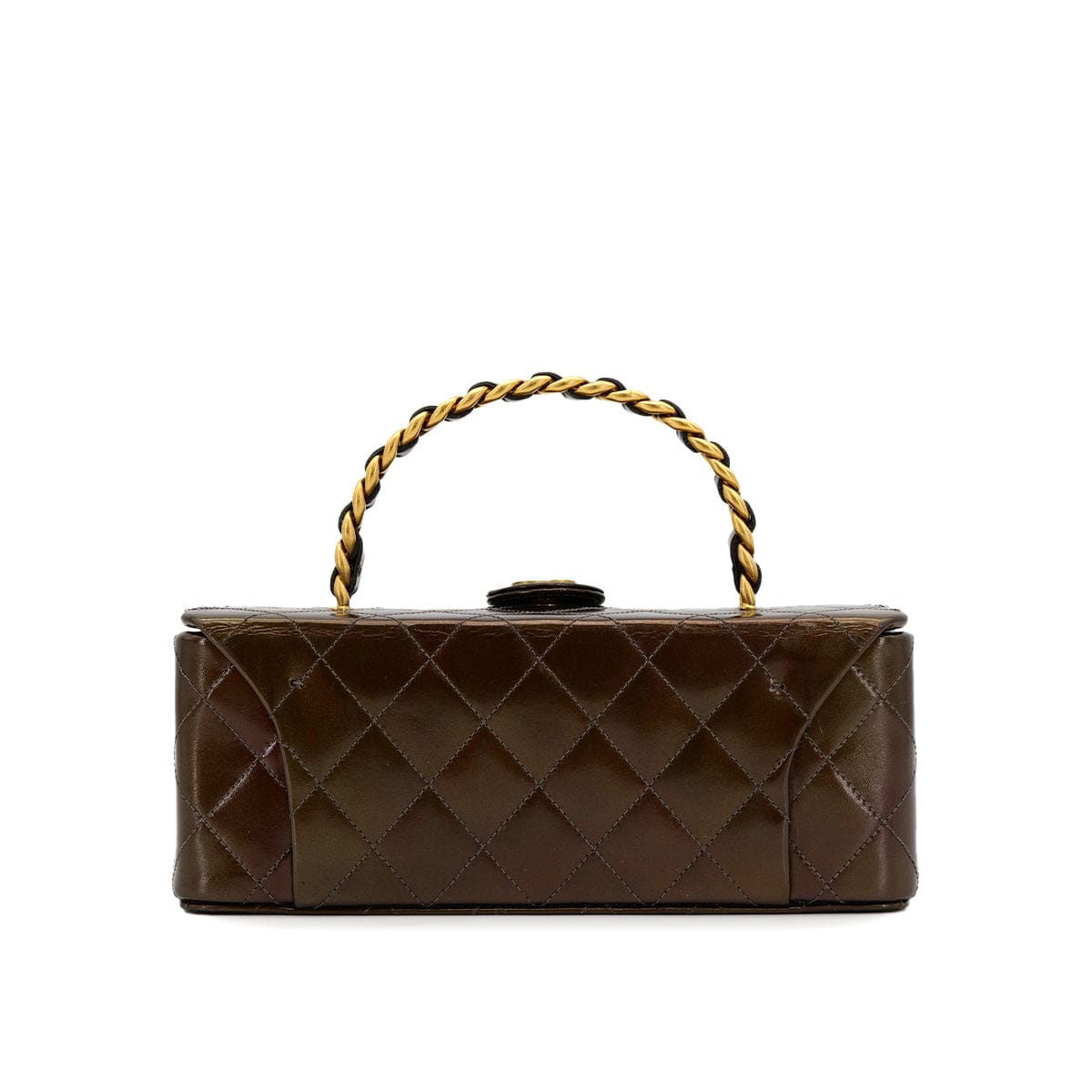 Luxury Promise Japan VINTAGE CHANEL MATELASSE HAND BAG BROWN LEATHER GOLD HARDWARE 90313327