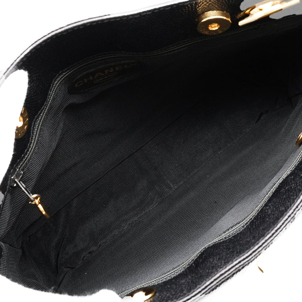 Luxury Promise Japan VINTAGE CHANEL MATELASSE SHOULDER BAG BLACK CAVIAR SKIN GOLD HARDWARE 90346142