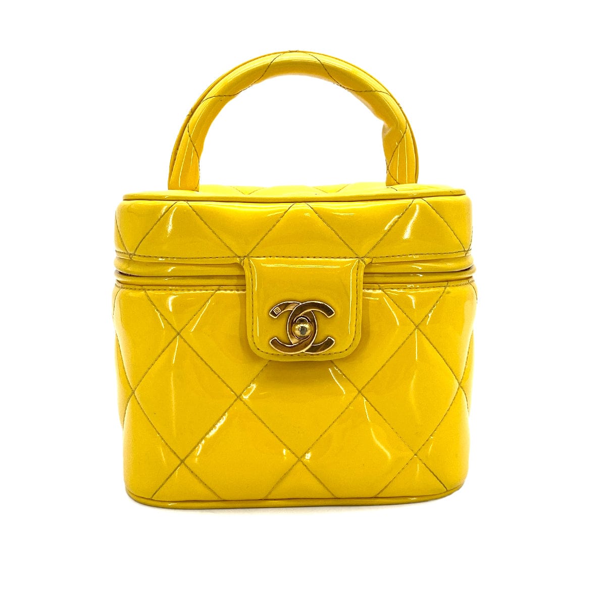 Luxury Promise Japan VINTAGE CHANEL MATELASSE VANITY HAND BAG YELLOW ENAMEL GOLD HARDWARE 90313408