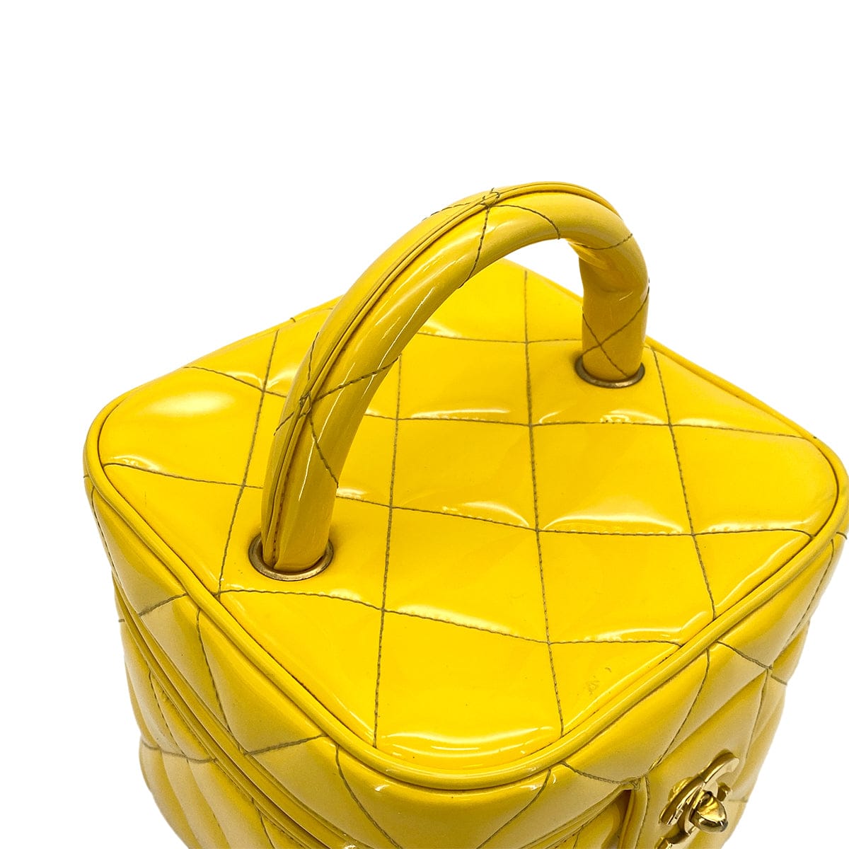 Luxury Promise Japan VINTAGE CHANEL MATELASSE VANITY HAND BAG YELLOW ENAMEL GOLD HARDWARE 90313408